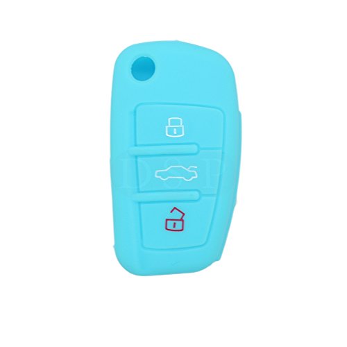 BROVACS Silicone Cover Protector Case Holder Skin Jacket Compatible with AUDI 3 Button Flip Remote Key Fob CV9820 Light Blue - Image 2