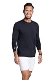 IBKUL Athleisure Wear Sun Protective UPF 50+ Icefil Cooling-Long Sleeve Crewneck T-Shirt (Modern Fit)-93199 Black/Solid/XL