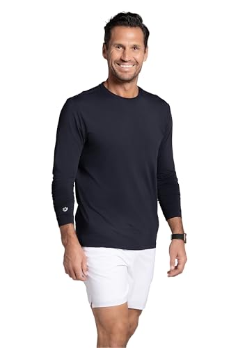 IBKUL Athleisure Wear Sun Protective UPF 50+ Icefil Cooling-Long Sleeve Crewneck T-Shirt (Modern Fit)-93199 Black/Solid/XL
