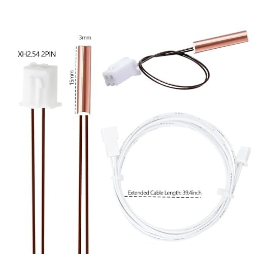 5Aplusreprap Ender 3 Thermistance 100K Capteur de température d'imprimante 3D Thermistance NTC 3 x 15 mm, V6/Volcano Hotend Thermistance Cartouche Bloc Chauffant Mise à Niveau Compatible avec