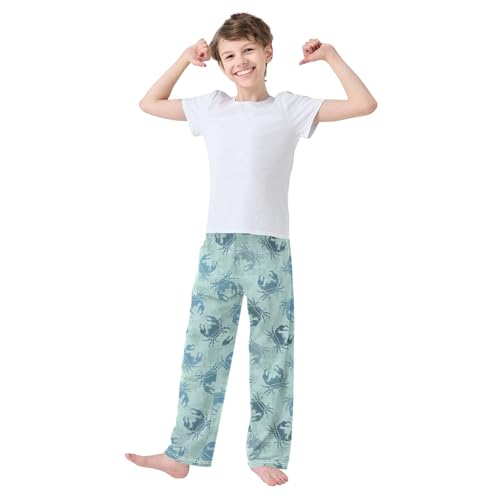 ZZXXB Retro Crab Boys Long Pants Soft Trousers Elastic Waist Kids Lounge Bottoms with Pockets S-XL2