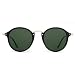 Retro Polarized Round Sunglasses Small Mirror Tinted Circle Lens Men Women (Shiny Black / Polarized Green)