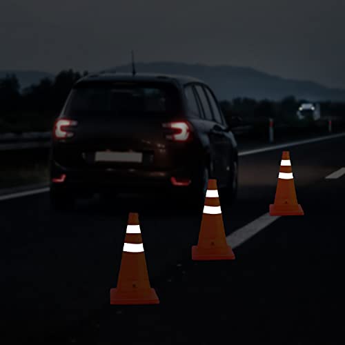 Roadhero 18 Inch [4 Pack] Collapsible Traffic Safety Cones, Multi Purpose Pop-Up Cones With Reflective Collar For Road Safety, Orange Cones For Driving Training, Parking Lots #TOP2