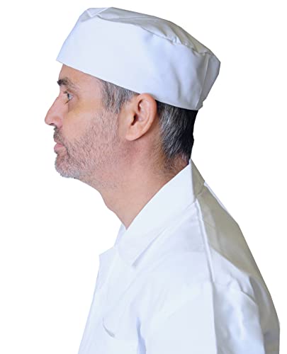 IBEX Polycotton Plain Skull Caps Professional Catering Hat for Chefs Cooks, Bakers, Mens and Womens, White (Pack of 5) - Image 2