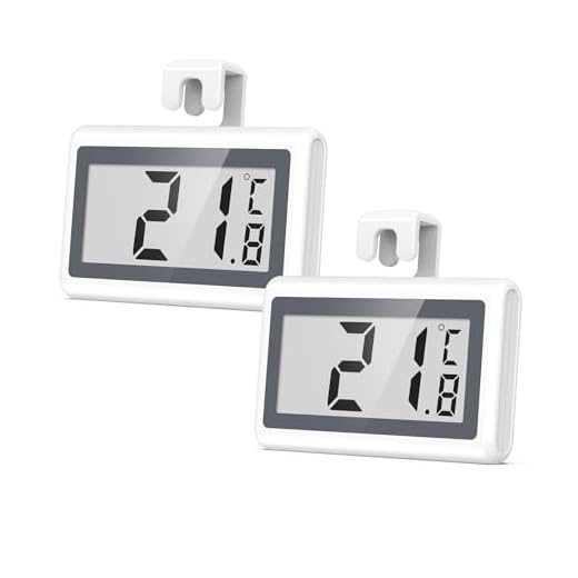 ORIA Refrigerator Thermometer, 2 Pack Digital Fridge Thermometer, Magnetic Freezer Temperature Gauge with LCD Display, ℃/℉ Switch, Low Temperature Indication, for Home, Kitchen, Restaurants, Bars