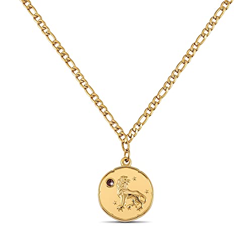 Collier en or 18K pour femme avec un pendentif zodiaque élégant en pierre fine