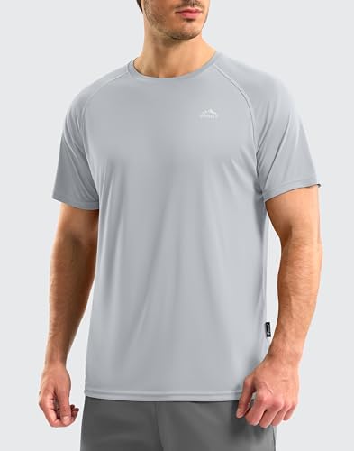 Image of Pudolla Men's Rashguard Swim Shirts Short Sleeve UPF 50+ Sun Protection SPF Quick Dry Lightweight Water Fishing Beach Shirt