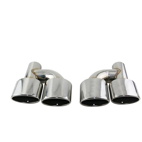 Tubo de escape para coche de 63mm en acero cromado plateado con doble salida