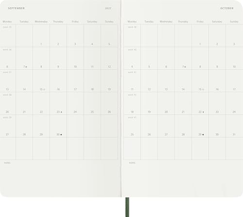 Moleskine Agenda Hebdomadaire 2026 2027 - Agenda 18 mois avec espace pour les notes, couverture souple et fermeture élastique, couleur vert myrte, format Large 13 x 21 cm – vue 5
