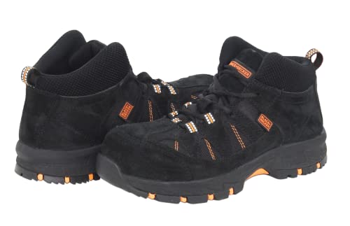 Image of BLACK+DECKER High Ankle Black Leather Safety Shoes for Men | Double Density | Fiber Toe | Antistatic & Antislip | BXWB0165IN