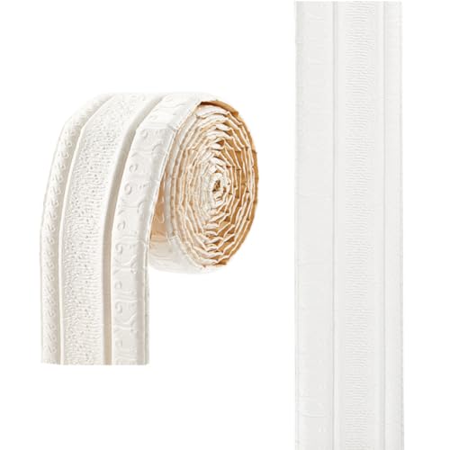Image of GORGECRAFT 90.55x3.11 Inch Self Adhesive Flexible Foam Molding Trim 3D Wall Edging Lines Trim Peel Stick Wallpaper Border Decorative for Home Hotel Mirror Wall Ceiling Countertops (Floral White)