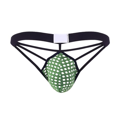 Ropa interior sexy para hombre, tanga de elefante, tanga de malla, transpirable, divertido, leopardo, seductor, tanga, tanga con correa fina y agujero en T, O Verde, L