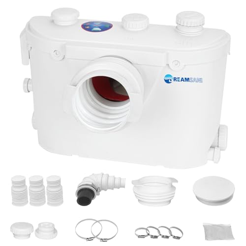 Macerator Pump with 4 Water Inlets,Sewerage Pump for Macerating Toilet Pump Domestic Waste Water Bathroom Toilet Sink Kitchen Drainagewith Sharp Stainless Steel Blade for Water Disposal Sewage Pump