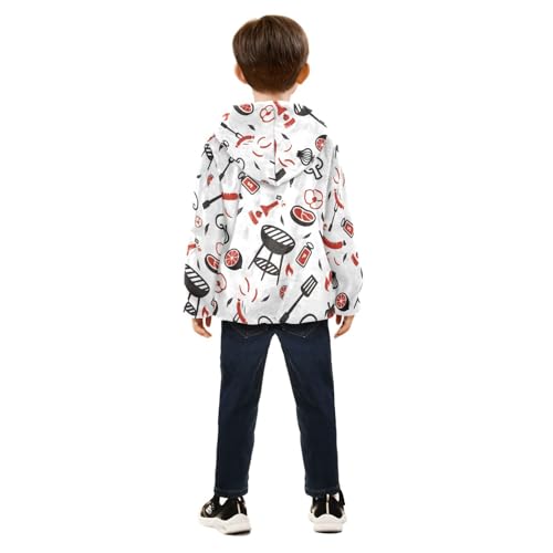 Barbeque Icon Girls Fleece Jacket Girls Fall Jacket Girls Zip Up Hoodie Girls Sherpa Jacket 2-10T4