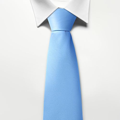 Image of Men's Classic Satin 3.15 inch Soild Color Necktie Wedding Business Tie & Gift Box