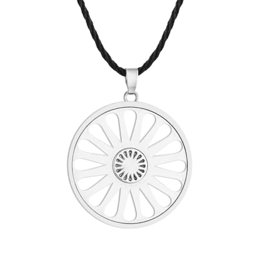 New 2025 Romani Chakra Wheel Necklace Pendant Ashoka Chakra Indian Wheel Necklace Symbol Jewelry Indian and Roma People Punk Jewelry Fashion Accessories Creative Gift