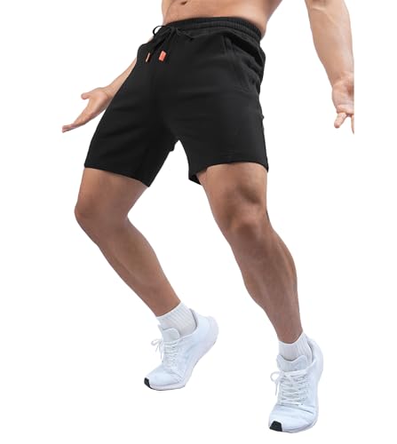 Fioboc Mens Shorts Casual Drawstring Stretch Waist Summer Gym Shorts with Pockets Cotton Blend M-3XL2