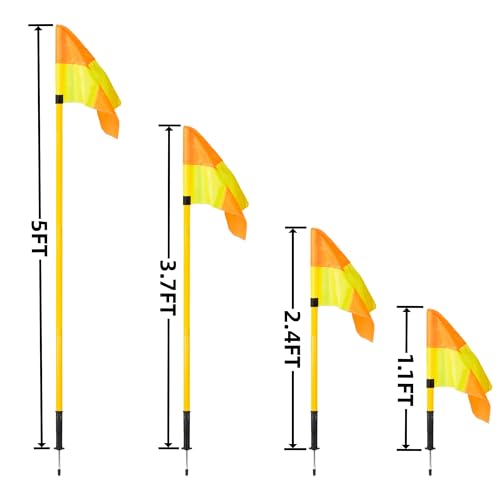 5FT Soccer Corner Flags for Soccer Field Set of 4,Soccer Flags Agility Poles Soccer Training Poles,Spring Loaded Adjustable Speed and Agility Training Equipment With Storage Bag