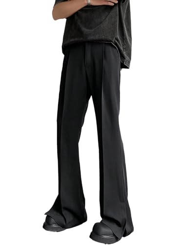 Men's Loose Flare Wide Leg Pants Elastic Drawstring Waist Side Leg Openings Lightweight Breathable Dry Cubic Casual Pants