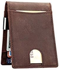 Lavemi Money Clip Wallet for Men Slim Front Pocket RFID Blocking Card Holder Minimalist Bifold Wallet(Brown)