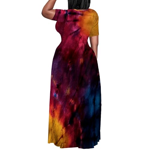 Image of SUZONANA Plus Size Dresses for Women Summer Casual Maxi Dress Short Sleeve Loose Vacation Dress