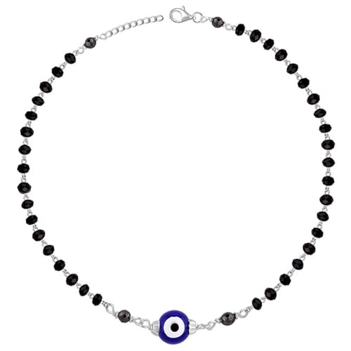 Image of GIVA 925 Silver Evil Eye Beaded Anklet,Single | Gifts for Women and Girls | With Certificate of Authenticity and 925 Stamp | 6 Months Warranty