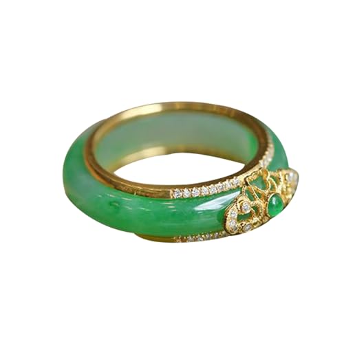Bague en argent S925 dore d'or fin et chrysoprase véritable haut de gamme