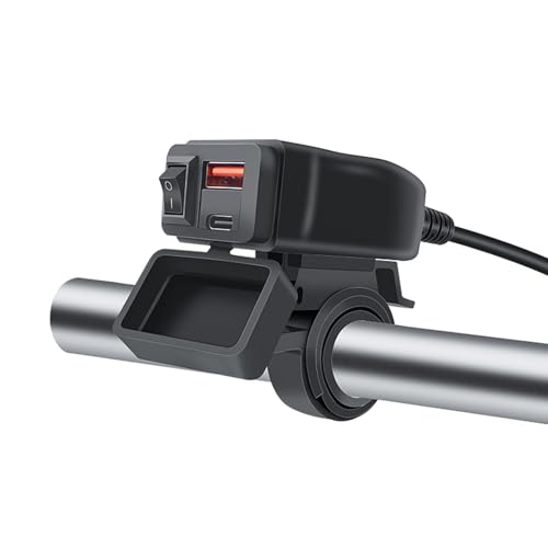 Intckwan 48W Motorcykel USB-laddare, IP65, 2 Portar (QC3.0 18W + PD3.0 30W) med Brytare & LED Voltmeter, 12-24V USB-C Uttag – Snabbladdning för Resor/Vardag/Utomhus – Kompatibel med Mobil/GPS/Kamera