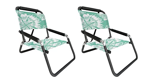 Image of Neso Beach Chairs - Lightweight, Portable and Foldable Recliner Beach Chairs for Park, Camping and Outdoor Adventures - with Slip Pockets and Shoulder Strap - 2 Pack - Mint Tie Dye - XL