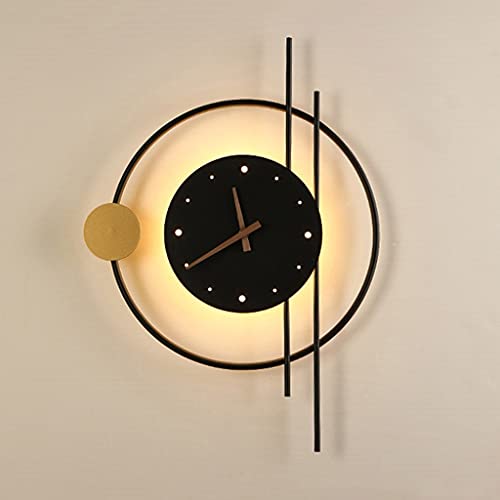 Horloge murale lumineuse LED noire pour eclairage design de couloir et salon