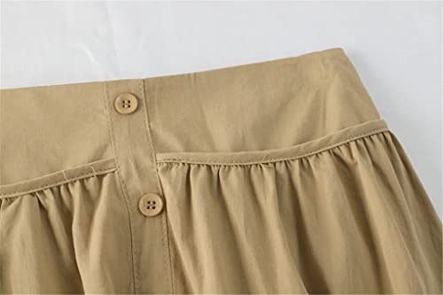 Jupe trapèze en coton et lin de qualité, boutons authentiques et finitions soignées