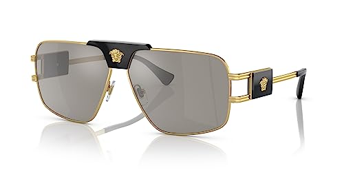 Versace VE 2251 10026G Light Gold Metal Navigator Sunglasses Grey Mirror Lens
