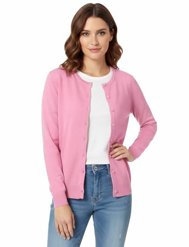 Image of Allsense Women's Long-Sleeve Crewneck Cardigan | Classic Button Down Sweater, Soft Fine Knit, Lightweight