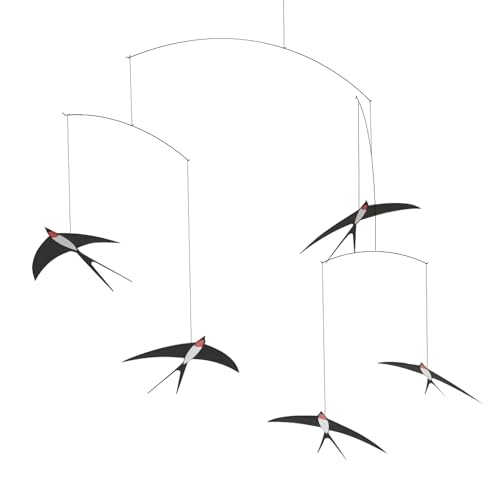 Flying Swallows Hanging Mobile Set of 5, DIY Handmade Swallow Bird Mobile Hanging Decor for Living Room and Bedroom