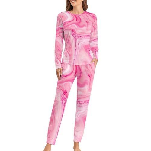 Pyjama femme avec t-shirt manches longues rose rouge pour vos soirées cocooning à la maison