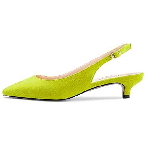 Aachcol Women Kitten Low Heel Pumps Square Toe Ankle Strap Slingback Dress Shoes Suede Office Wedding Shopping 1.5 Inch2