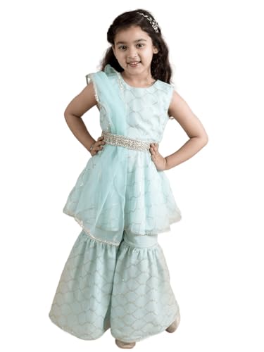 Image of Pspeaches Girl's Polyester Regular Kurta & Sharara