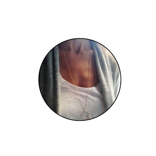 Long Pendant Necklace 14K Gold Plated Karma Circle Birthstone Y Chain for Women Jewelry Gift