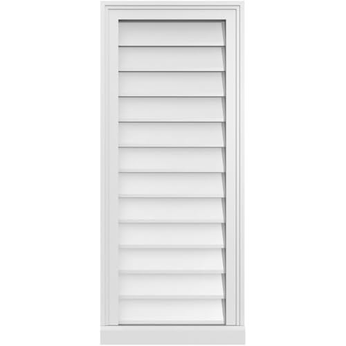 16"W x 38"H Vertical Surface Mount PVC Gable Vent: Non-Functional, w/ 2"W x 2"H Brickmould Sill Frame