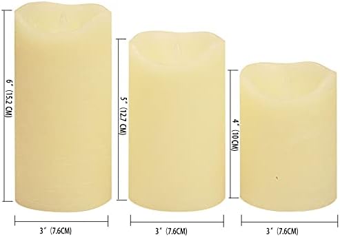 CANDLE CHOICE Real Wax Battery Operated Flameless Candles with Remote Automatic Daily Cycle Timer Realistic Flickering Electric LED Pillars Wedding Party Holiday Decorations 3 PCS Rustic Texture Ivory — view 2