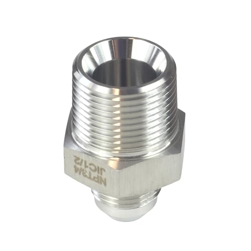 Image of HFS(R) 3 /4 inch NPT Male to 1 /2 inch JIC Male Adapter Flared Tube Fitting Pipe Connector Stainless Steel 304