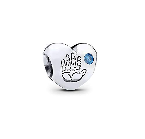 Minijewelry Baby Boy Love Heart Charm Fits Pandora Moments Bracelets Birthday Christmas Mom Mother Mum Son Blue Cz cover