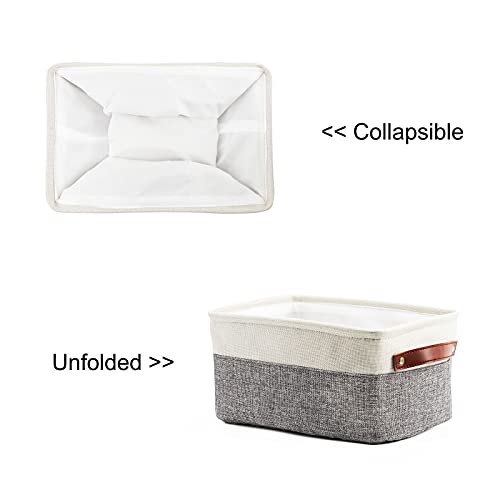 Hnzige Small Storage Baskets For Organizing(6 Pack) Fabric Baskets For Shelves, Closets, Laundry, Nursery, Decorative Baskets For Gifts Empty (White&Gray, 11.8" X 7.8" X 5.1") #TOP5
