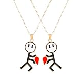 2 collares de acero inoxidable con diseño de corazón divertido con colgante de sonrisa personalizado para parejas, collar de amistad a larga distancia, regalo para hombres y mujeres, zinc, sin piedras