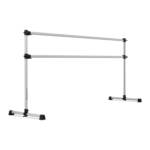 VITA Barre Portable Freestanding Double Ballet Barre, Prodigy, 8 Ft Bars, Satin Silver | Adjustable Height, USA Made, Home or Gym Exercise Equipment for Kids & Adults | Dance, Fitness, Pilates