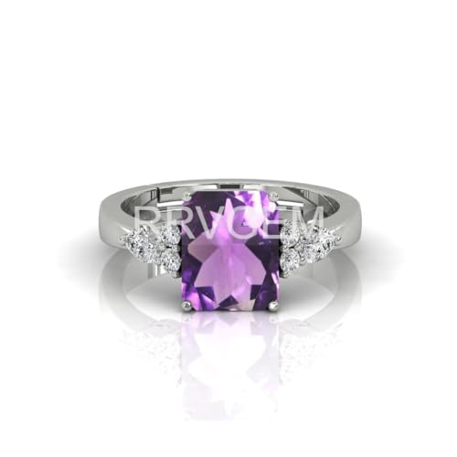 Bague en améthyste 11,5 carats faite main, bijou unisexe d'exception en argent
