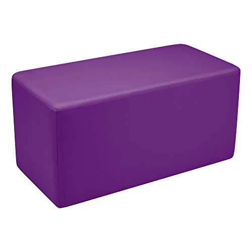 Image of Sprogs 18 inch H Structured Rectangle Stool -Flexible Modular Collaborative Soft Seating for Office, Home, Lounge and School Classrooms with Durable Frame & Set of 2 inch Legs Add-on - Purple