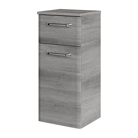Pelipal Badezimmerschrank Quickset 328 in Graphit Struktur quer Nachbildung, 30 cm breit | Unterschrank mit 1 Tür, 1 Schubkasten und 1 Einlegeboden Cover