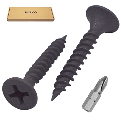 SKIR'CO (500 pcs) Black Phosphate Finish 3.5 x 25 mm Drywall Screws, Fine Thread, Phillips Bugle Head - Image 2