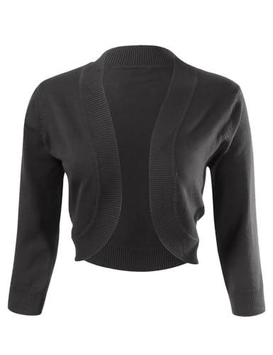 Image of Allsense Women's 3 /4 Sleeve Bolero Shrug for Dresses | Open Front Cropped Cardigan, Lightweight Knit Dress Cover Up